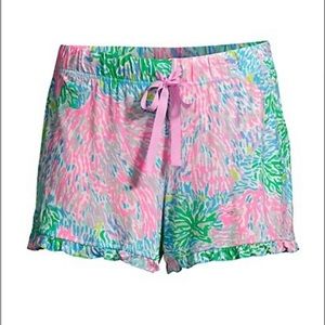 NWT Lilly 000073 ruffle pj knit short in multi stargazer, medium.